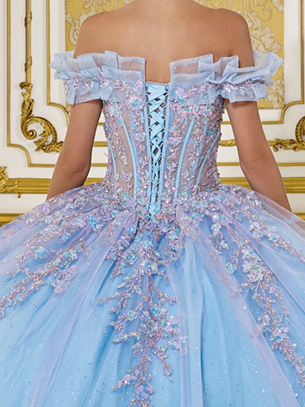 New Lilac Bahama Blue Festive Rhinestones Embellished Ceremonial Dress DQ 5084 - Picture 7 of 8